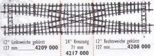 4209 000  Aiguillage gauche, court, 127 mm