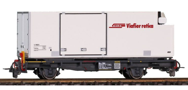 2269 161 RhB Lb-v 7864 avec conteneur "Rhätische Bahn/Viafier Retica"